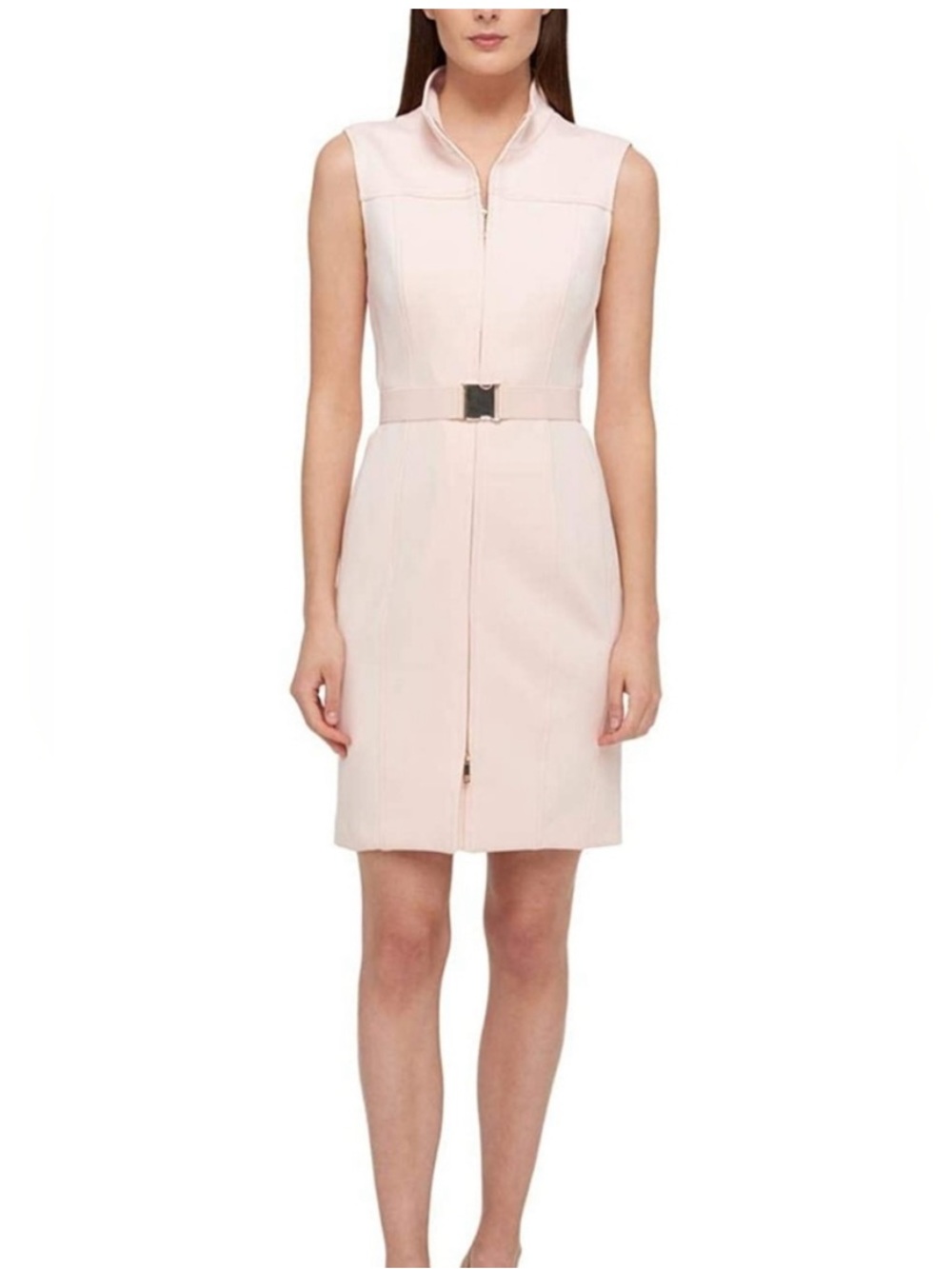 NWT Tommy Hilfiger Pale Pink Sleeveless Zip-Belt Dress